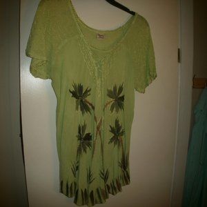 Green Palm tree women's  Blouse  Plus size